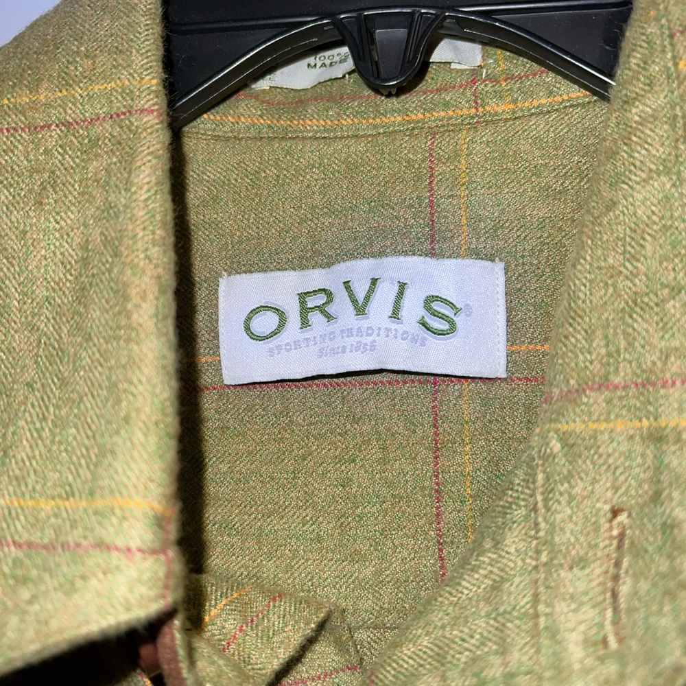 ORVIS Flannel Shirt Button Up Long Sleeve Elbow Pads Patch Plaid - Picture 5 of 8